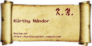 Kürthy Nándor névjegykártya